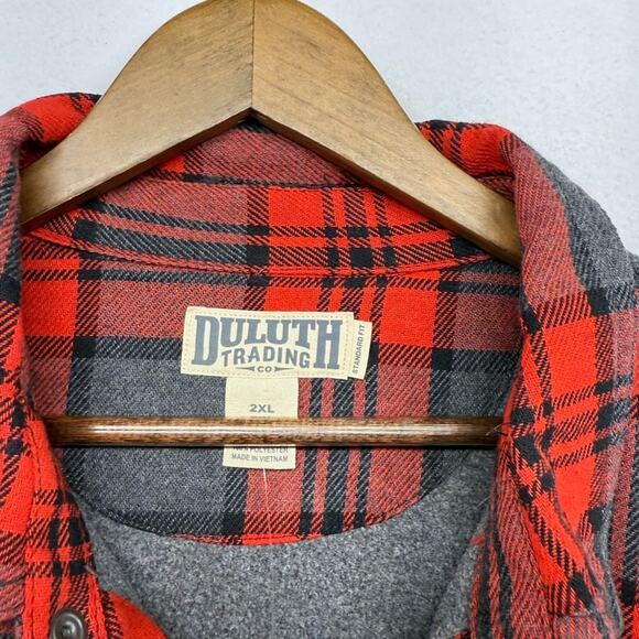 Duluth Trading Shacket Men's 2XL Red Flannel Shirt Jacket Flapjack Lined NEW - Picture 5 of 10